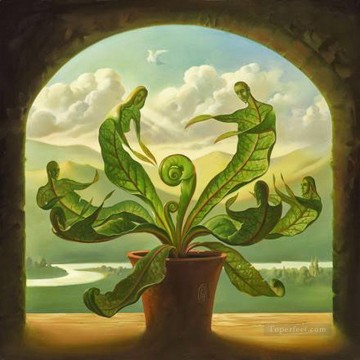 150の主題の芸術作品 Painting - 誕生の奇跡 シュルレアリスム 植物 葉